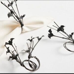 NEW Pottery Barn Black Bat Napkin Rings
